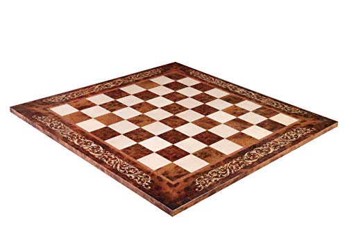 The House of Staunton Inlaid - Elm Burl & Maple Superior Traditional Chess Board - 2.5" - Gloss Finish