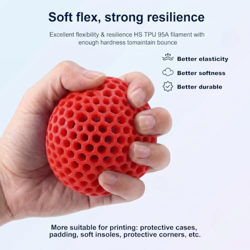 Image of 250G TPU 3D Printer Filament 1.75mm Filajoy3D 3D Printing Filament Dimensional Accuracy + /- 0.02mm for Most FDM 3D Printers,Red