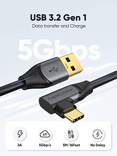 CableCreation Link Cable 16FT/5M 5Gbps Compatible with Oculus/Quest 2/Pico 4 Virtual Reality Headsets,USB 3.2 Gen1 USB C Link Cable for Gaming PC/Steam VR