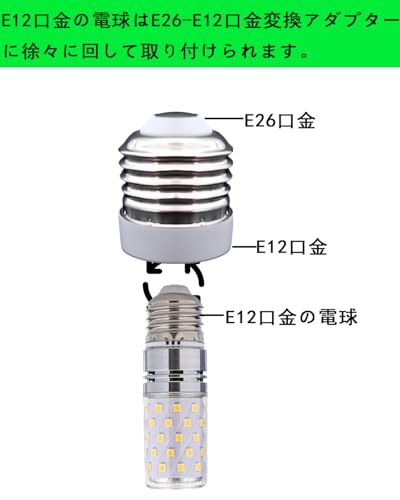 LCHUNYANG e26 e12 変換ソケット0-250V 50/60Hz専用、難燃材熱に強い、電球ソケットE26→E12口金変換アダプター (2個入り) [3]
