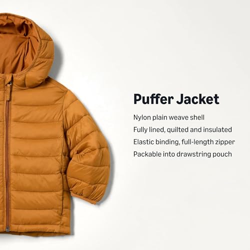 Image of Amazon Essentials Boys and Toddlers' Lightweight Water-Resistant Packable Hooded Insulated Puffer Jacket