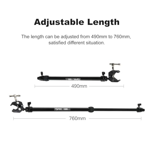 Image of Accsoon Camera Slider Support Arm(2 Arms in), Adjustable Tripod Stability Arm for Increasing Stability in Aluminum Alloy Extendable Pole for Slider Rail Track with C Clamp and Ballhead