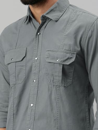 Image of Peppyzone Men's Regular Fit Cargo Shirt