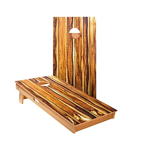 Skip's Garage Burnt Wood Cornhole Boards - Includes (2) Boards (Resin Bags) + (1) Case & (2) Edge Lights