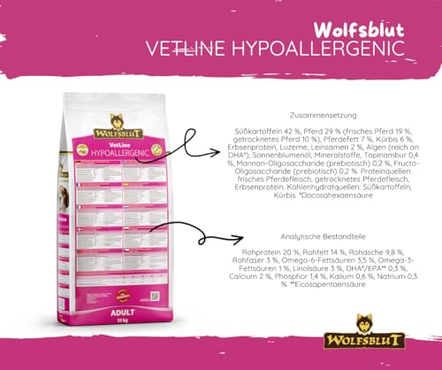 Wolfsblut Vetline Hundefutter - Hypoallergenic, 2x12kg - Sparbundel, Sparpaket - inklusive Warnicks Tierfutterservice Hundesnack Goodie