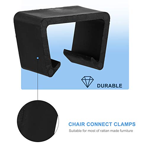 Hemoton 20Pcs Sofá Preto Conectar Grampos para Pátio Sofá Secional Cadeira de Vime Ao Ar Livre Sofá