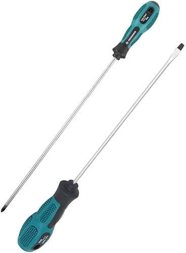 YXQ Destornillador largo de punta cruzada de 12 pulgadas y destornillador magnético de 12 pulgadas con mango de goma, 2 paquetes