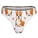 XUTSAKDCJ Comfortable Puppy Welsh Corgi And Heart Cute Funny Dog Seamless Thongs for Women, No Show Thong Workout Yoga Gym Underwear Fashion G-string