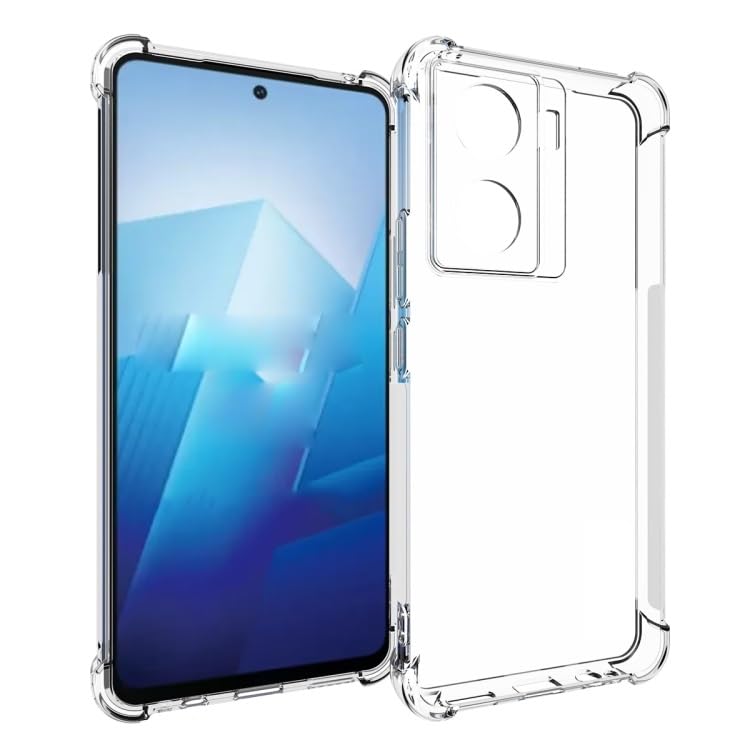 Image of FitSmart Flexible Shockproof Crystal Clear TPU Soft Bumper Back Cover with Cushioned Edges Back Cover for vivo iQOO Z7s 5G (6.38 inch) -Transparent