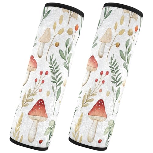 Seat Belt Covers 2 Pack Watercolor Car Seat Strap Covers Super Soft Mushrooms Car Seat Neck Cover for Boys Girls Adults Babies M
