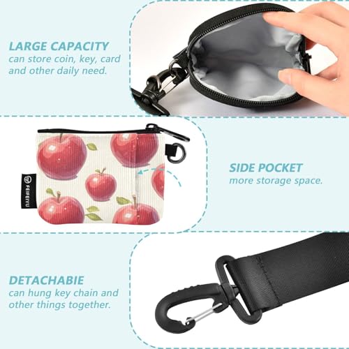 linqin Red Apples Dual Wristlet Wallets for Women Small Detachable Business Card Case Money Organizer with Wristle Strap for Work Travel 2 Packs3