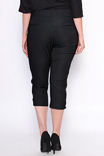 TheMogan Women's Slit Pocket Mid Rise Stretch Capri Trousers Plus Cropped Pants2