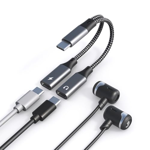 USB C Splitter, Dual USB C Headphone and Charger Adapter - 2 in 1 Type C Audio Dongle and 60W Fast Charging Support Call, for iPhone 15 16 Samsung Galaxy, Google Pixel, Android Series, iPad, Laptop