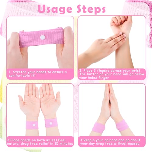 Image of Tondiamo 4 Pairs Motion Sickness Bracelets for Kids Adults, Nausea Bands Travel Wristbands for Car, Plane, Cruise, Morning Sickness(Heart & Flower)