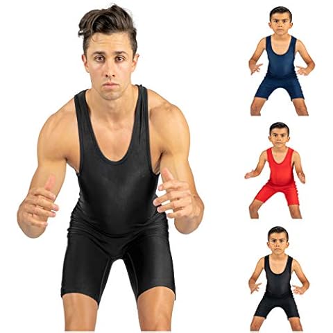 4 Time All American Wrestling Singlet: Black, Navy Blue, Red, Teal sizes 4XS-5XL (XXXXXL 321+ lbs., Black) Cover