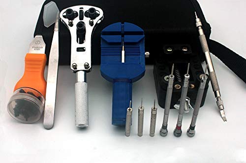 Uhrenwerkzeuge, Uhrenreparatur-Werkzeugsatz, Uhrenöffner, Werkzeuge zum Entfernen von Federstegen, Schraubendrehersatz, Uhrenreparatursatz, Handwerkzeugsätze (schwarz)