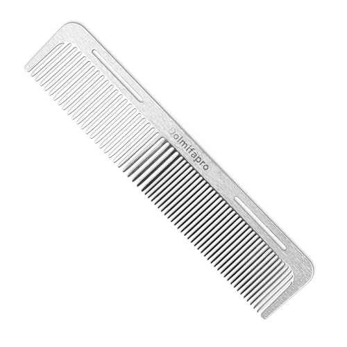 Dolmifapro C1 Metal Comb Fine Tooth and Wide Tooth Comb 304 Stainless Steel Anti-static Styling Comb for All Hair Types Wet or Dry Hair Detangling Combs for Men and Women (Silver)