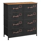 SONGMICS Wide Dresser, Chest of Drawers, Storage Tower, 8 Fabric Drawers, Labels, Wooden Top, for...