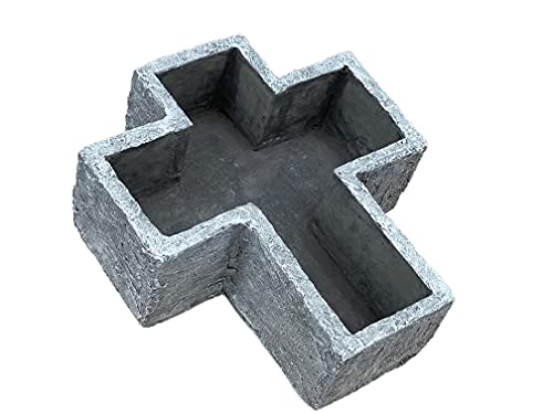 stoneandstyle Pflanzschale Grabkreuz Kreuz Grabschmuck Steinguss frostfest wetterfest
