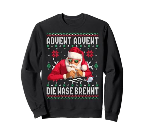 ADVENT ADVENT DIE NASE BRENNT X XMAS White Christmas Santa Sweatshirt