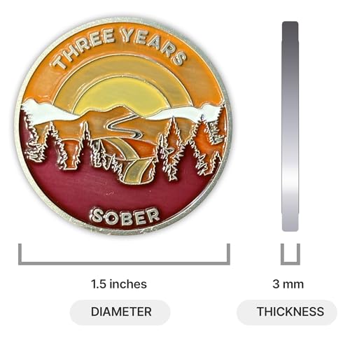 Image of The Achieve Mint Three Year Sober Chip | 3 Years Sobriety Token | Non-AA, Non-Religious Medal, for Men and Women Celebrating Sobriety
