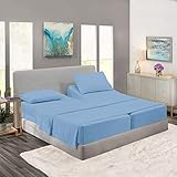 Royal Collection 1900 Egyptian Cotton Bamboo Quality Bed Sheet Set With 2 XL Fitted, 1 Flat and 2 King Pillow Cases.Wrinkle Free Shrinkage Free Fabric, Deep Pockets (Split King, Aqua/Light Blue)