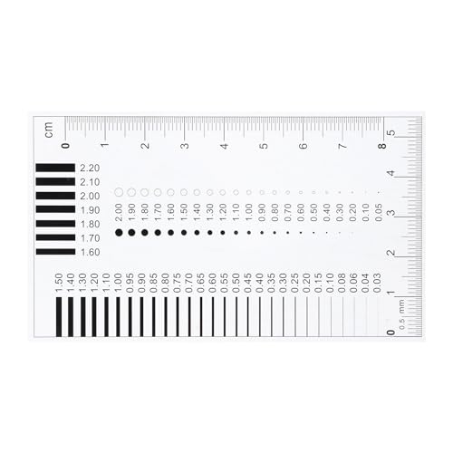 KICHOUSE Righello ad Alta Precisione per Misurazione Difetti e Crepe Tabella Sec Trasparente per Ispezioni Dettagliate Strumento Portatile per Rilevamento Larghezza Linee e Dimensioni