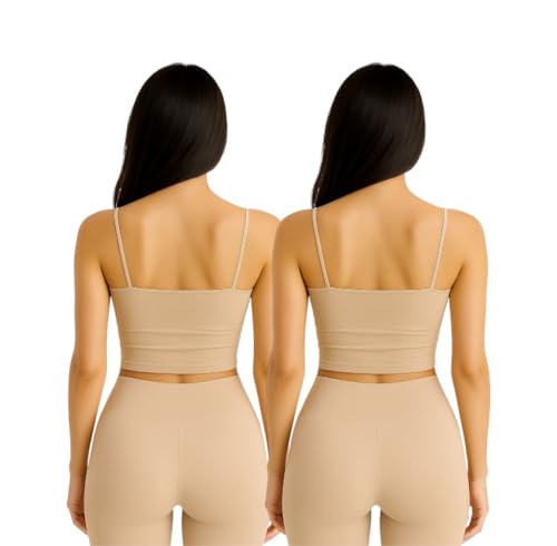 Image of Women's Seamless Long Crop Top Combo | Lightly Padded Smooth Stretchable Camisole Bra for Daily Comfort & Support | Pack of 2