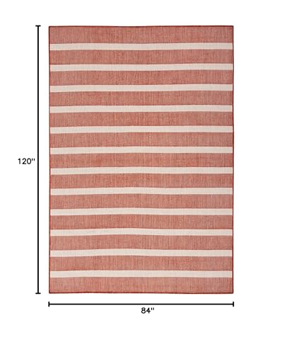 Nourison Home Positano Terracotta Ivory 7' x 10' Area Rug - Easy Clean, Non Shedding, Bed Room, Living Room, Dining Room, Kitchen (7' x 10')