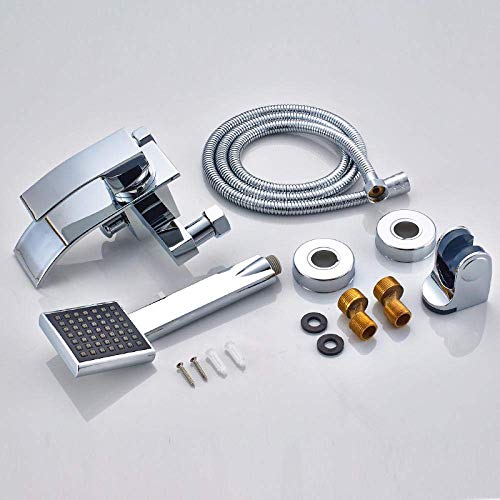Robinet de douche cascade mural mitigeur de baignoire avec support douchette chrome