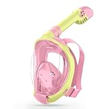 Greatever Snorkeling Gear for Kids, Ideal Gifts of Kids Snorkel Mask, Macaron Candy Dual Color Full Face Snorkel Mask with Camera Mount, Safe Breathing for Enchanting Travel