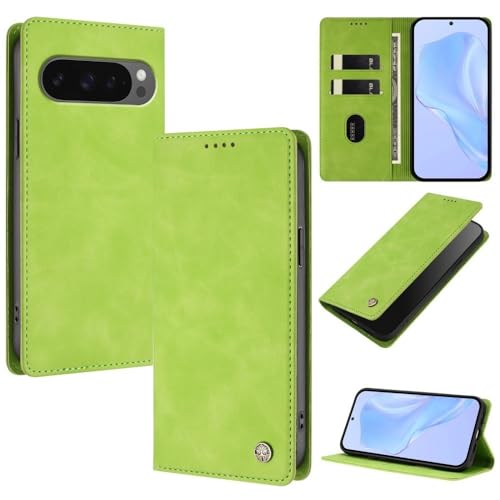 Étui à rabat pour Google Pixel 10 5G en cuir flip rétro vert clair avec fermeture magnétique
