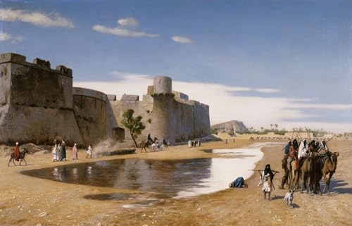 Impression toile Un Arabe hors d'une ville fortifiée Gérôme d'art premium