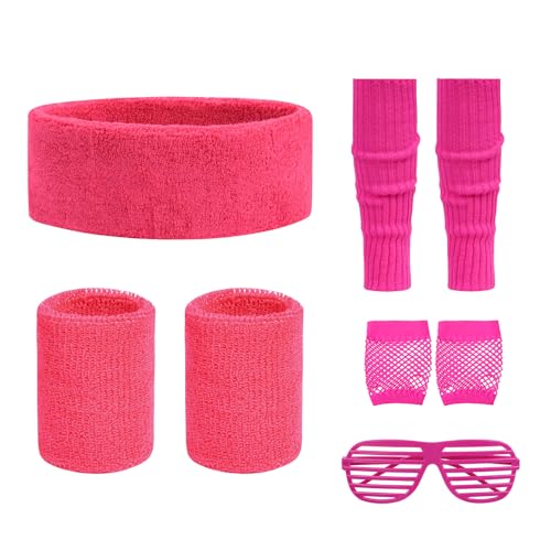 Disfraces Caseros Originales 21 Aomig Disfraz Años 80, Accesorios de Traje 4pcs Disfraces Años 80, Disfraz De Los 80 Mujer Color Excepcional, Disfraz Niña Años 80 Mezclar Y Combinar Para Carnaval, Fiesta Cumpleaños, Halloween