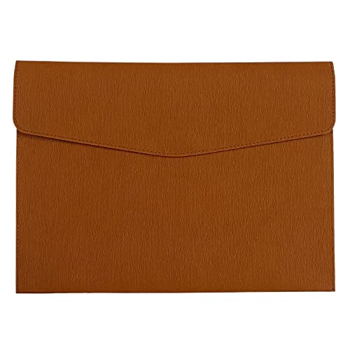 Oneyijun Porte-documents A4 en cuir synthétique étanche avec fermeture à pression Marron 33 x 24 cm Cover