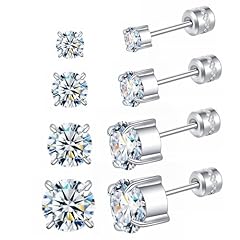 4 Pairs White CZ/3456mm