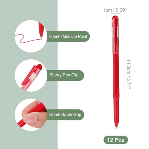 PATIKIL Bolígrafos de Gel 0.5mm Rojo x12 miniatura 2