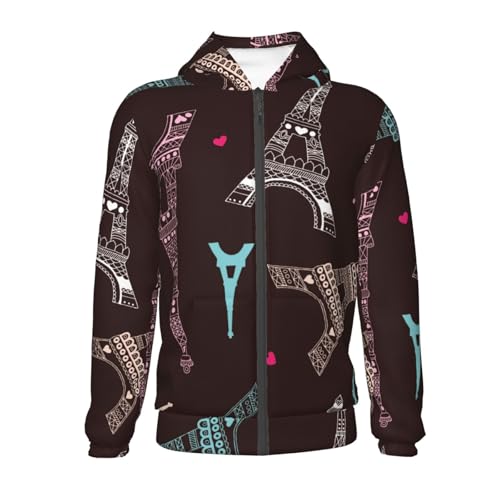 Eiffel Tower Kid Hoodies Boys Zip Up Sweatshirts Girls Pullover with Pocket2