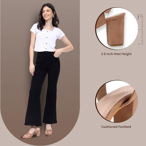 Image of TRASE Block Heels Sandals For Women, Dusky Stylish & Comfortable Footwear
