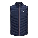 JACK&JONES Herren JJEHERO Bodywarmer Collar NOOS Weste, Navy Blazer/Detail:Safety Yellow Contrast Zip, L