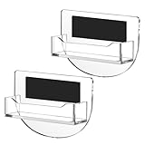 Geelin 2 Pcs Acrylic Magnetic Business Card Holder Clear Plastic Business Card Display Stand for Exhibition Office Retail Shops Vendor Booth, Fits 30-50 Business Cards