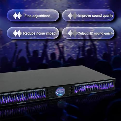 Ecualizador de Audio Profesional, Ecualizador Gráfico Estéreo de 22 Bandas con 10 Efectos Preestablecidos y Reducción de Ruido, Ajuste Independiente de Graves/Medios/Agudos, para Estudio de Grabación, Bar y Escenario miniatura 3