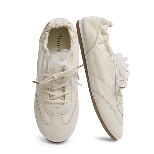 Image of iiimmu Ballet Flats Sneakers for Women Casual Walking Shoes | Elastic Back, Lace-Up & Slip-On, Suitable for Travel & Driving