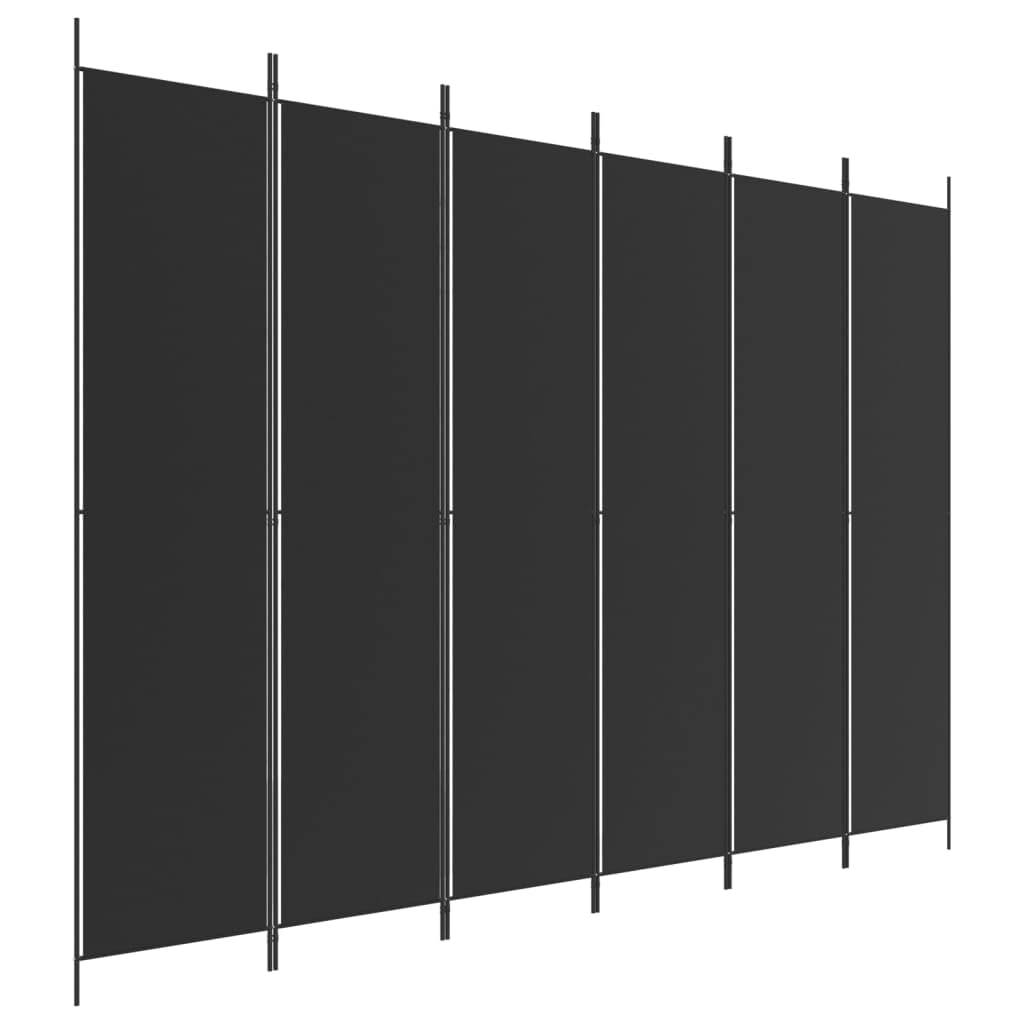 vidaXL 6-Panel Room Divider Folding Privacy Protection Screen Room Separator Paravent Wall Partition Panel Screen Black 300x220 cm Fabric