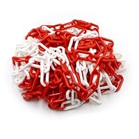 alwaiiz Absperrkette Rot Weiß Kunststoff 10m x 8mm, Leicht und Praktisch Absperrkette Warnkette mit 4 S Haken, Kunststoffkette zum Absperren von Flächen
