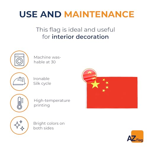 Image of AZ FLAG China Flag - 3x5 Ft - Light Polyester Chinese Banner with Two Brass Eyelets - Fade Resistant - Vivid Colors - 3' x 5' Feet - 150x90 Cm