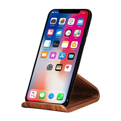 SAMDI Cell Phone Stand, iPhone Wood Dock: Cradle, Holder for Switch All Android Smartphone, iPhone 6 6s 7 8 X Plus 5 5s 5c Accessories Desk - ( Black Walnut ) Cover