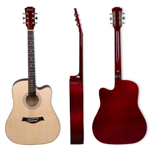 Image of JUAREZ JRZ41CLN-NAT-KIT 41 inch Cutaway Acoustic Guitar Kit Natural | Linden Body | Catalpa Neck | ABS Fingerboard & Bridge | Gloss Finish | Bag, Strap, Strings & Picks | Beginner