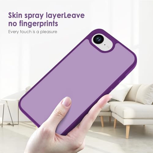 Image of TENOC Phone Case Compatible with iPhone SE (2nd 2020 and 3rd 2022 Generation) & iPhone 7 & iPhone 8, Dark Purple Case Translucent Protective Bumper Matte Hard Back Cover for 4.7 Inch