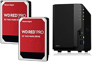 Synology 2 Bay NAS DiskStation DS218 (Diskless) + 2 WD Red Pro 4TB Hard Drives 7200 Class